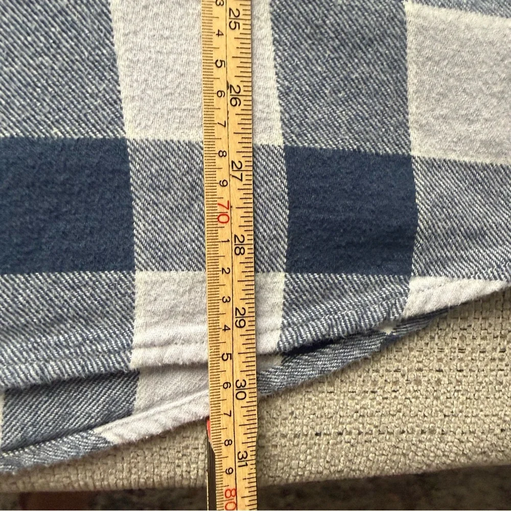 Levi’s SilverTab Men’s XXL 100% Cotton Flannel Shirt Blue White Buffalo Plaid - Picture 9 of 11